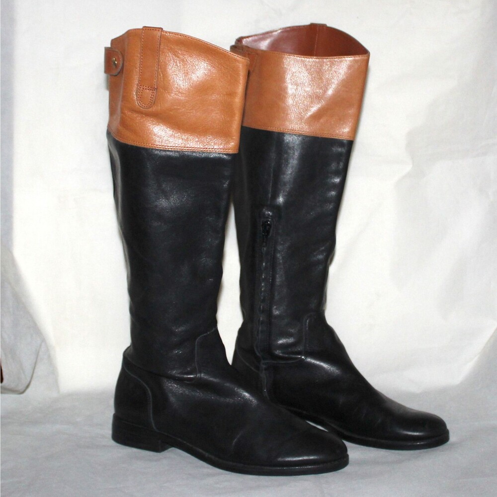 Lauren Ralph Lauren Jenessa Riding Leather Boots women 7B black brown tan polo